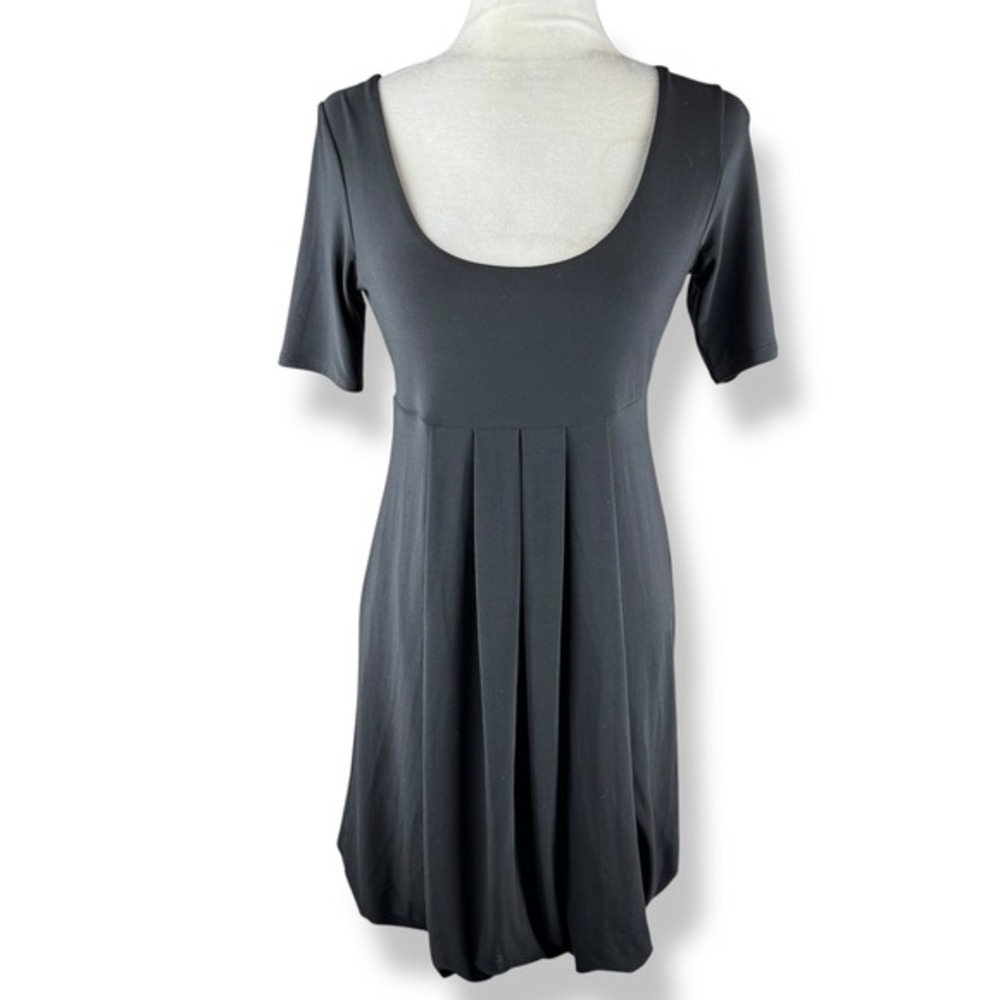 WHBM‎ Black Babydoll Dress Womens Size Small Minimalist Bubble Hem Empire Waist